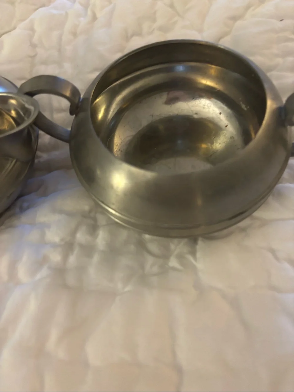 Vintage Silver Pewter Sugar and Creamer Set from Brazil